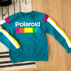 Turquoise green blue Polaroid sweater comfy crew neck warm